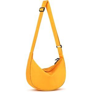 Women Orange Imported Polyester Crossbody Lightweight Crescent Trendy Sling Bag